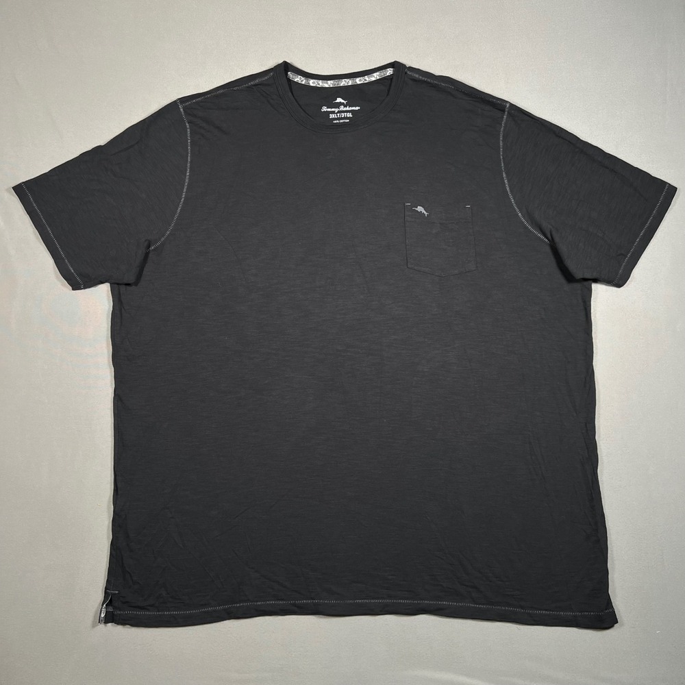 Tommy Bahama Bali Skyline T-Shirt 3XLT Black Slub Cotton Pocket Tee